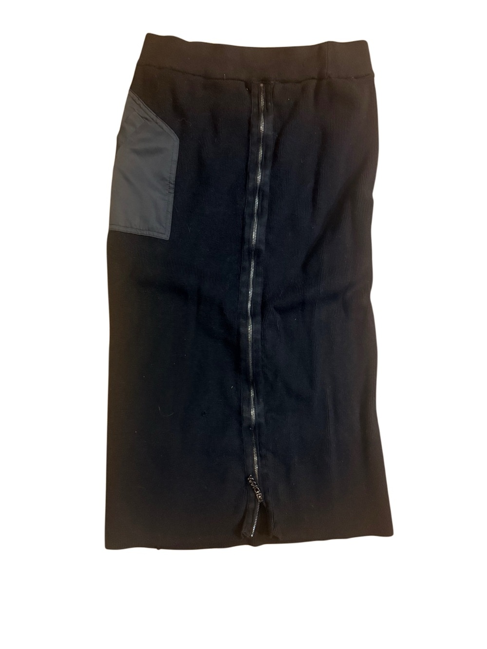 DKNY Black Pencil Skirt with Contrast Pocket and Front Zip Detail
